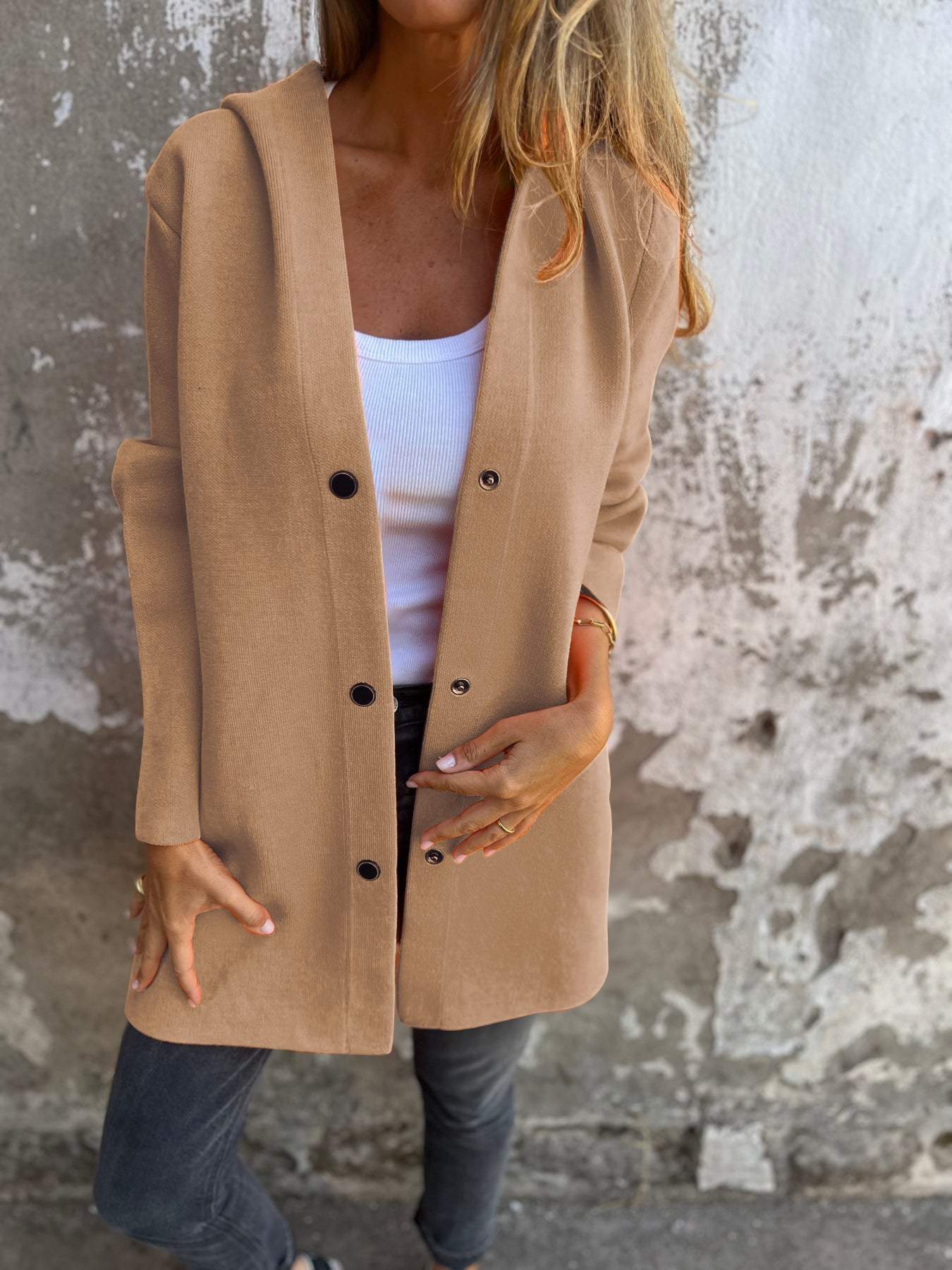 Casual single-breasted blazer jas met capuchon | LISA