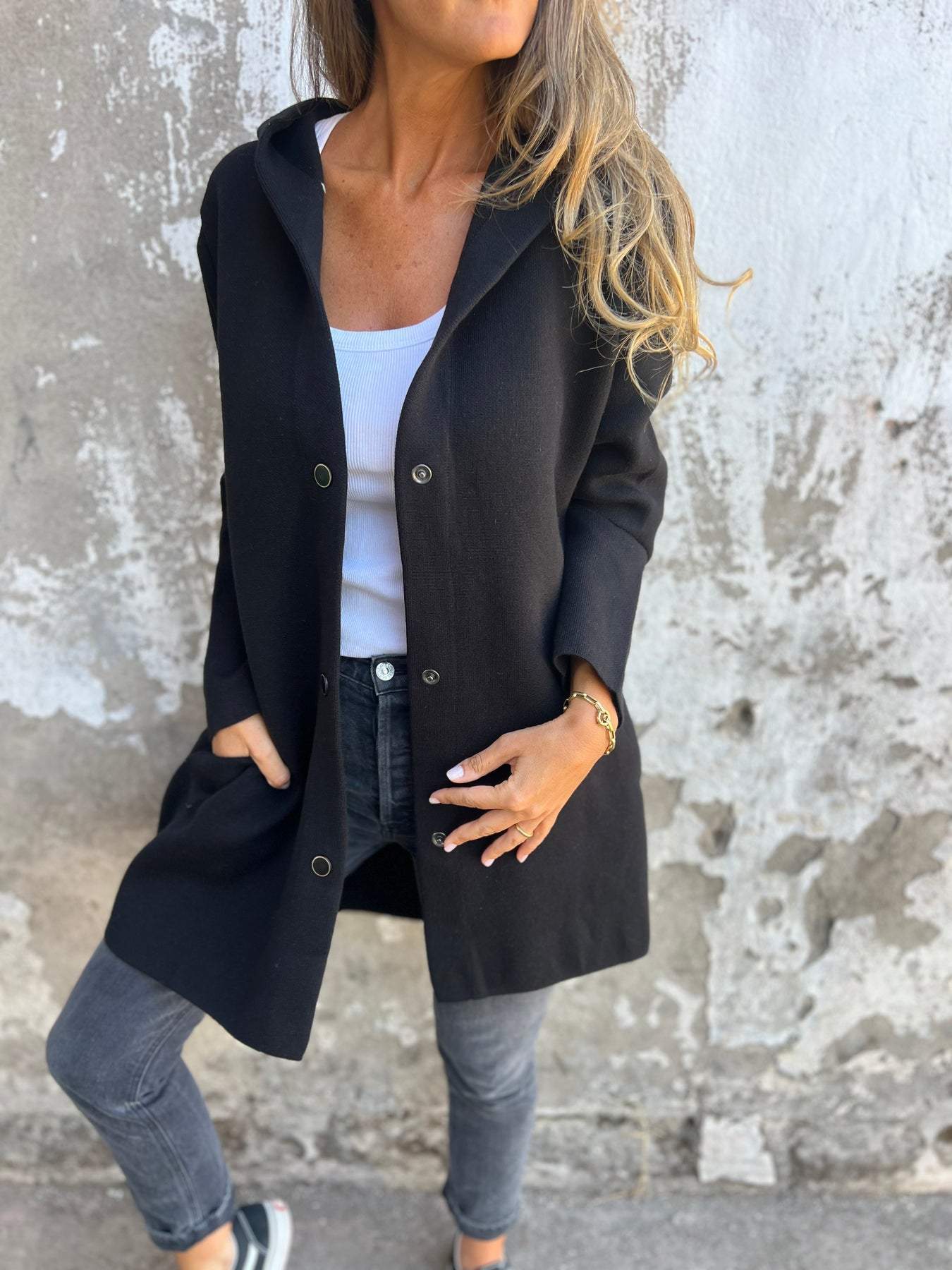 Casual single-breasted blazer jas met capuchon | LISA