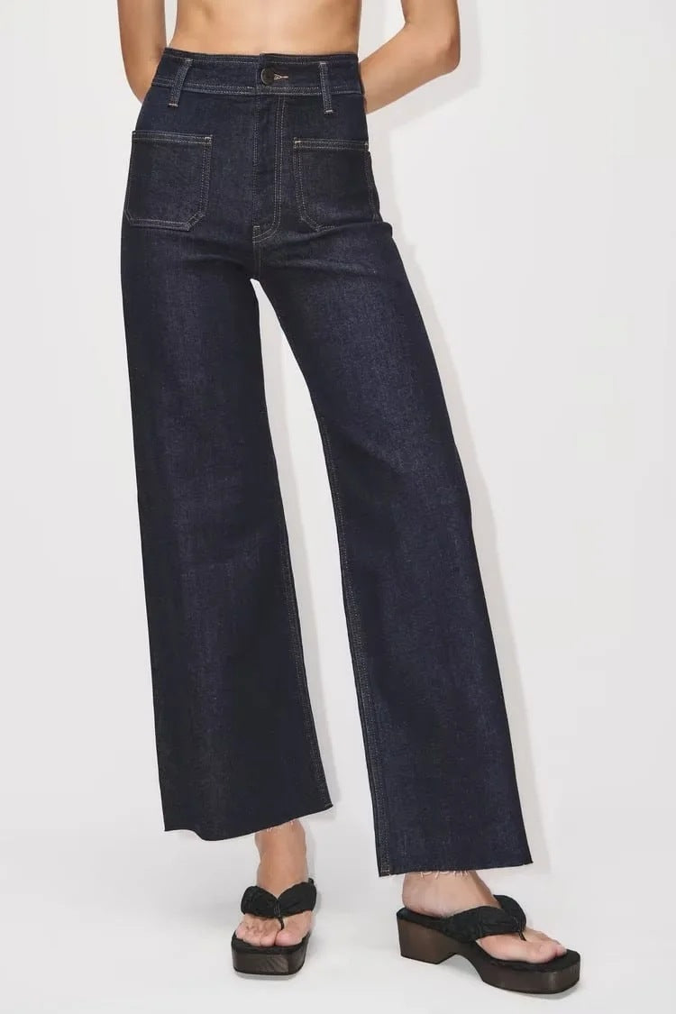 Wide leg jeans donkerblauw | MAGGY