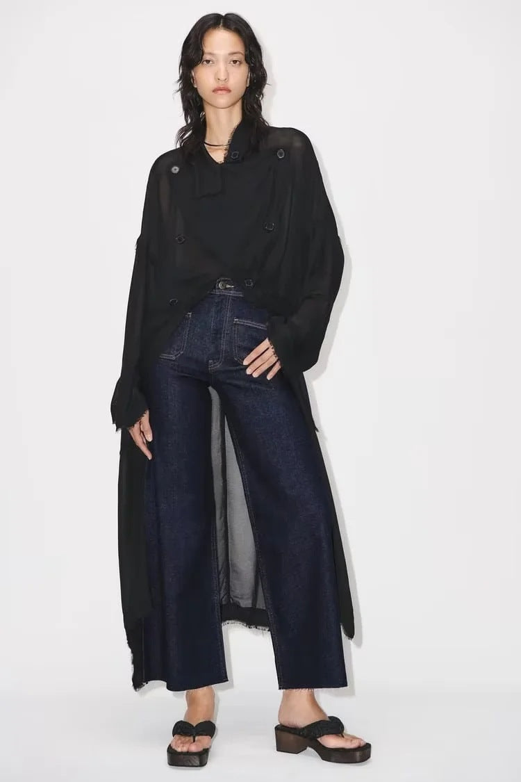 Wide leg jeans donkerblauw | MAGGY